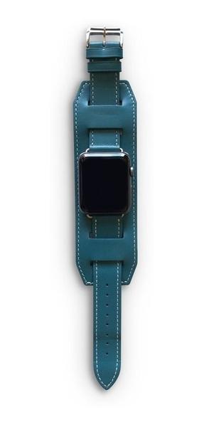 Imagem de Pulseira Couro Compatível com Apple Watch 38mm 40mm Cuff Azul