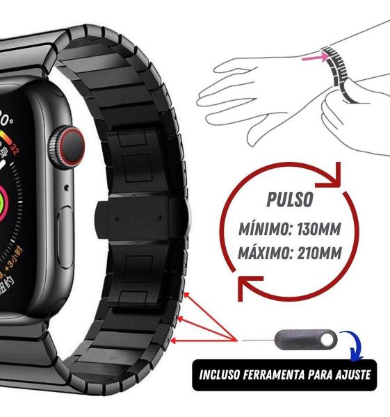Pulseira de Aço Black Para Watch Série 5/6/7 42mm 44mm 45mm - Genérica Imagem de Pulseira de Aço Black Para Watch Série 5/6/7 42mm 44mm 45mm