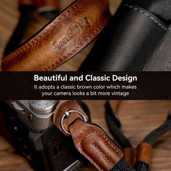 Imagem de Pulseira de câmera SMALLRIG Vintage Leather para DSLR Brown