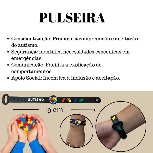 Imagem de Pulseira De Identificação Autismo Autista Infantil Silicone Para Criança Ajustável Inclusão