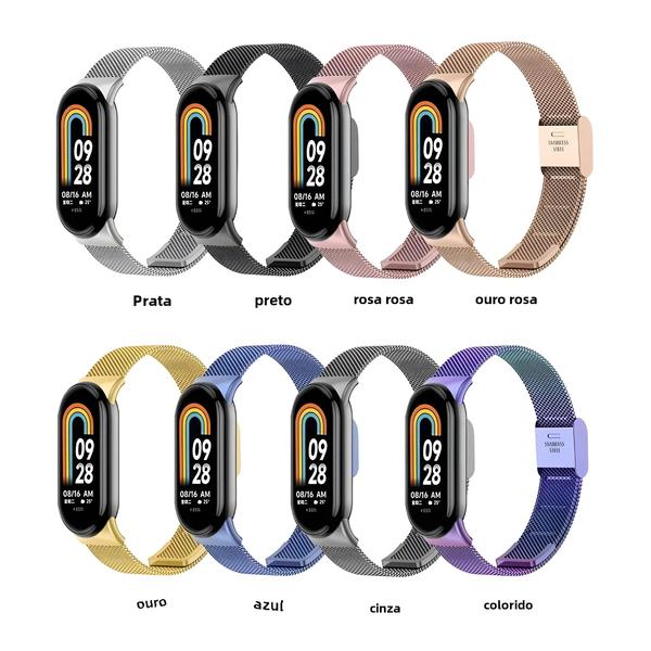 Imagem de Pulseira de Metal para Xiaomi Mi Band 8 - Aço Inoxidável