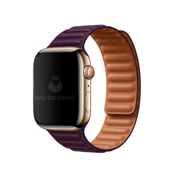 Imagem de Pulseira Elos Couro Azul-Escuro Compatível Com Apple Watch