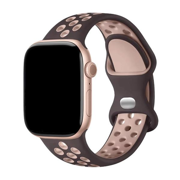 Imagem de Pulseira Esportiva Furos Marrom Bege Compatível com Apple Watch