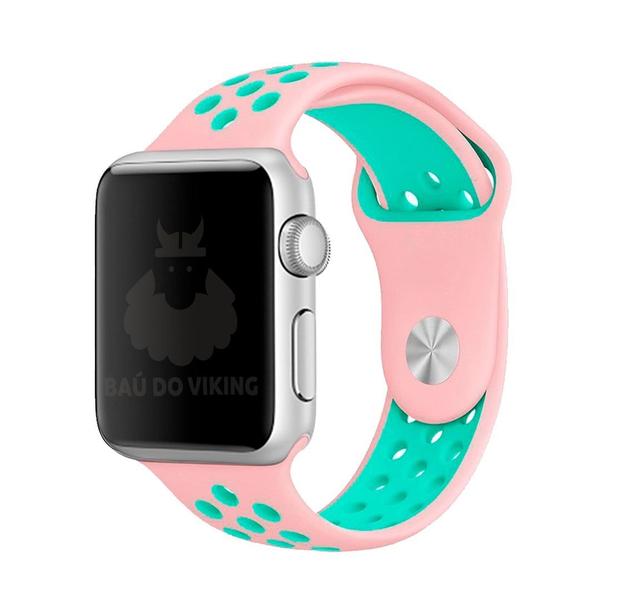 Imagem de Pulseira Furos SM Rosa/Turquesa Compatível Apple Watch 40mm