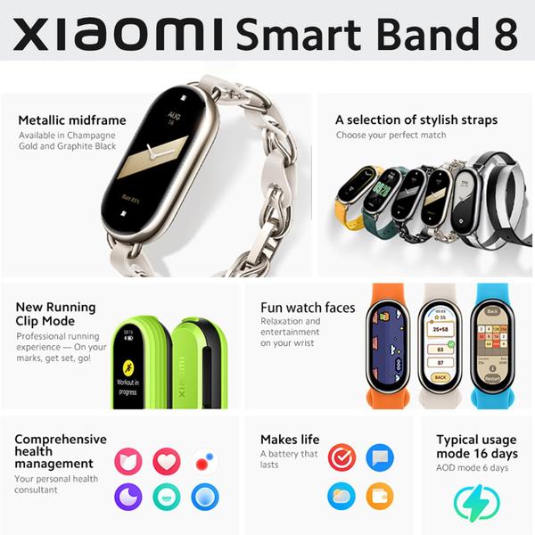 Imagem de Pulseira inteligente Xiaomi Mi Band 8 1,62" com tela AMOLED preta