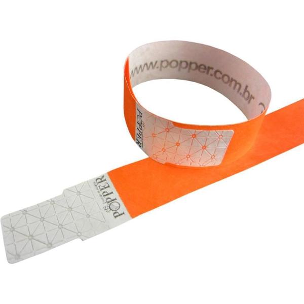 Imagem de Pulseira Laranja Fluor Tyvek - KLF Festas (Pct/50)