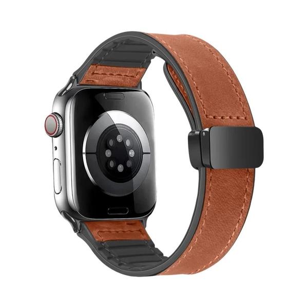 Imagem de Pulseira Magnética Unissex de Couro e Silicone para Apple Watch Series 7/6/5/4/3/2/1/SE/Ultra