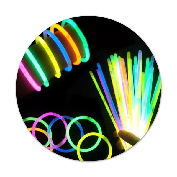 Imagem de Pulseira Neon 100 Unidades Festa Fluorescente Luz Neon