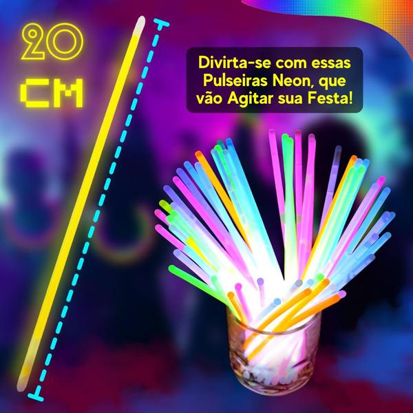 Imagem de Pulseira neon tudo com 100 festa p balada alto brilho fluorescente