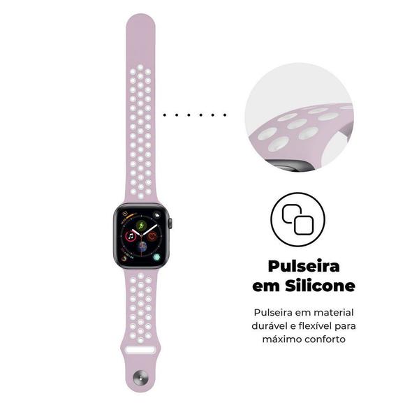 Imagem de Pulseira para Apple Watch 42mm /44mm Armor Running - Rosa e Branco - Gshield