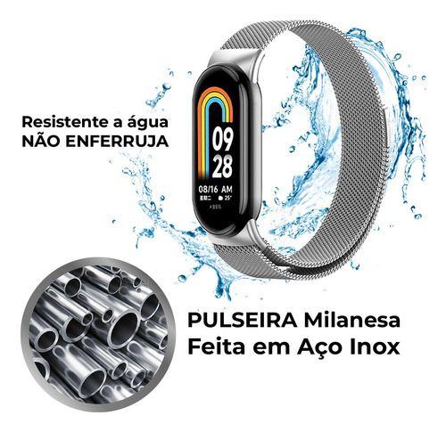 Imagem de Pulseira Para Xiaomi Mi Smart Band 8 Milanesa Metal Aço Inox