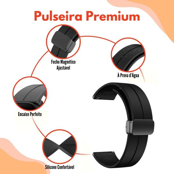 Imagem de Pulseira Silicone Com Fecho Magnético Para Smartwatch 20mm