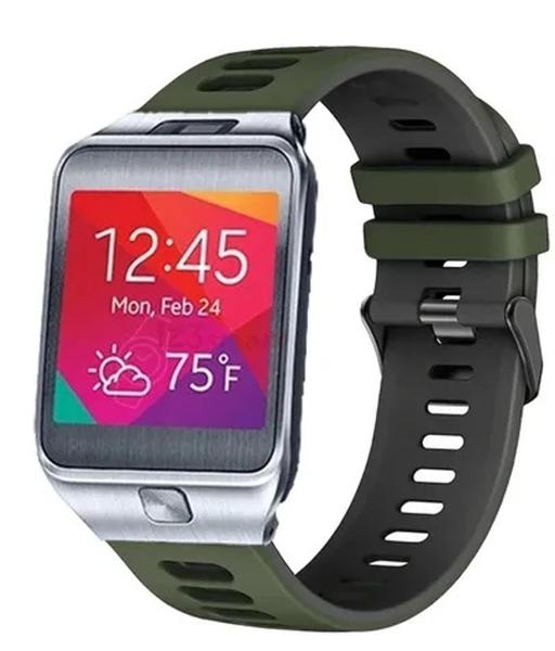 Imagem de Pulseira Silicone Esportiva Para Smartwatch Gear 2 R380 Cor Verde Escuro Com Preto