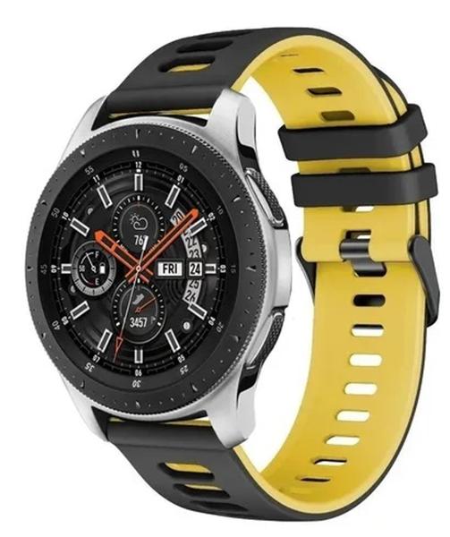 Imagem de Pulseira Silicone EsportivaPara Watch 46 E Gear S3 Cor Preto Com Amarelo