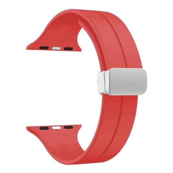 Imagem de Pulseira Silicone Fecho Magnetico Prata compativel com Apple Watch Ultra e Ultra 2 49mm e Apple Watch 45mm 44mm SE 42mm