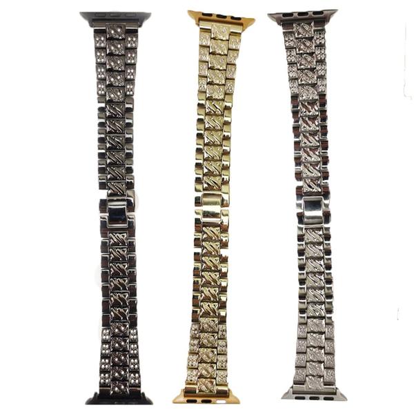 Imagem de Pulseira Smartwatch Kit 3 Pulseiras Luxo Pedra Strass Aço 3 Elos inteligente