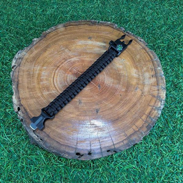 Imagem de Pulseira Sobrevivência Paracord Camping 3 Em 1 Preto