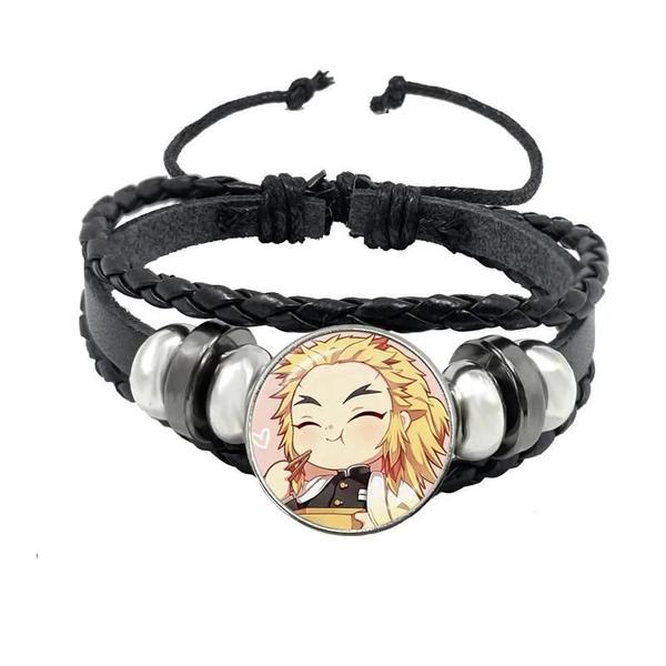 Imagem de Pulseira Tanjiro Kamado Demon Slayer - Cosplay com Cabochão de Vidro