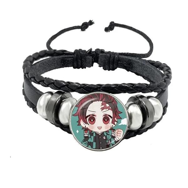 Imagem de Pulseira Tanjiro Kamado Demon Slayer - Cosplay com Cabochão de Vidro