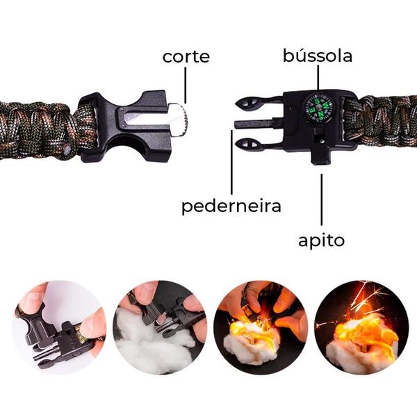 Imagem de Pulseira Versátil Multifuncional de Sobrevivência 5 em 1 Bask