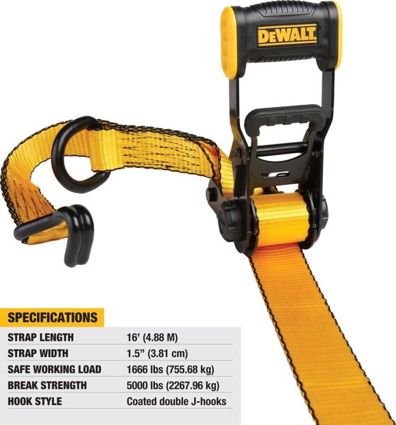 Imagem de Pulseiras de amarração com catraca DEWALT DXBC50002, 5000 libras, pacote com 2