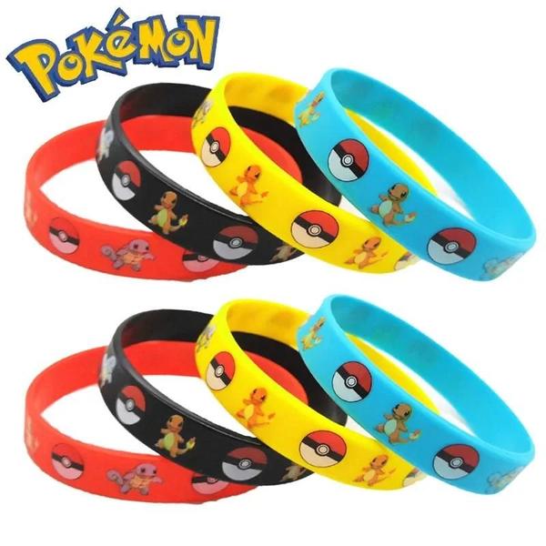 Imagem de Pulseiras de Silicone Pokémon Infantis - Kit com 12 Peças (Pikachu, Charmander e Outros)