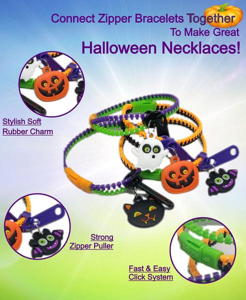 Imagem de Pulseiras Fidget Zipper UpBrands Halloween, pacote com 72