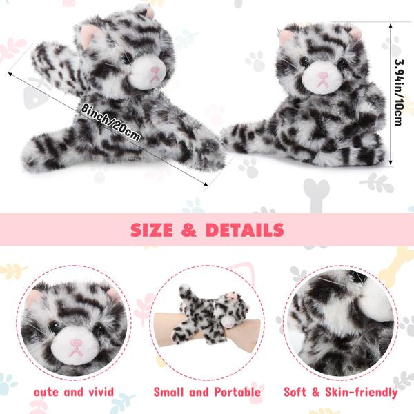 Imagem de Pulseiras Stuffed Animal Cat Slap Liliful de 20 cm para crianças, pacote com 8