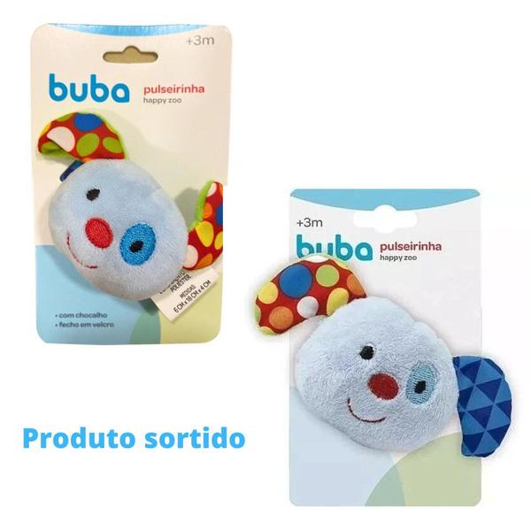 Imagem de Pulseirinha Cachorrinho Azul Happy Zoo Baby Com Chocalho 9828 - Buba