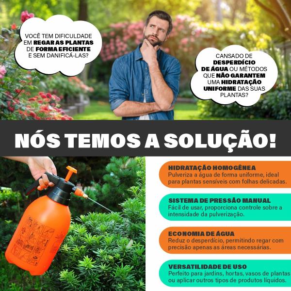 Imagem de Pulverizador Borrifador Spray Para Jardinagem Multiuso Alta Pressão Manual 2 Litros Com Trava