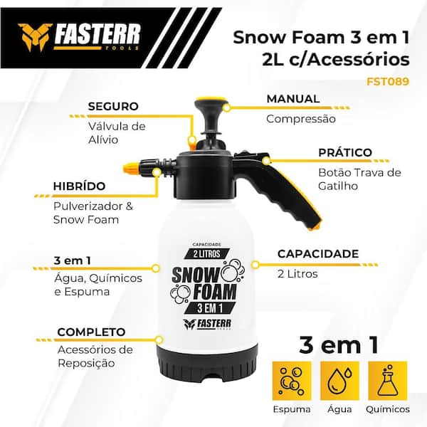 Pulverizador Snow Foam Manual e Híbrido 3 Em 1 Espuma 2 Litros