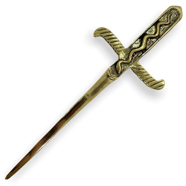 Imagem de Punhal Athame Dourado 19cm Pedra Vermelha/Preta