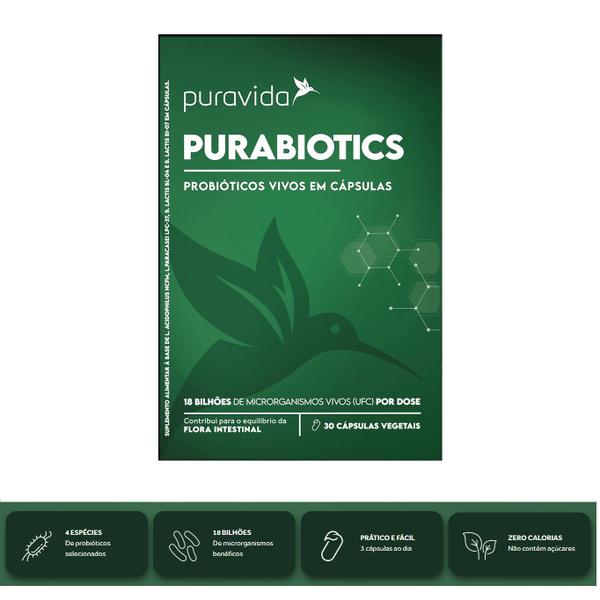 Imagem de Purabiotics - Probióticos Vivos - Puravida 30 Cápsulas