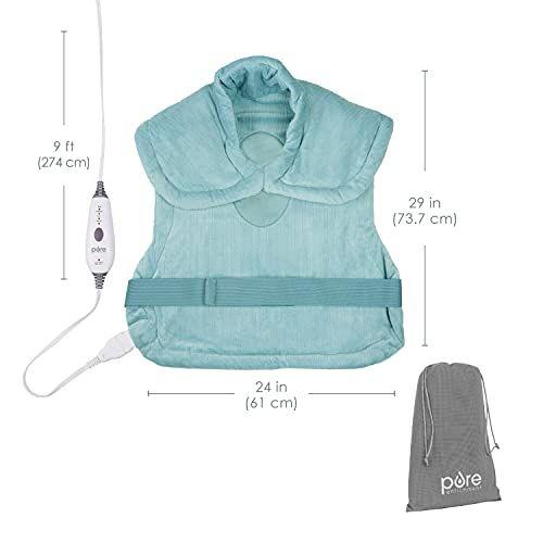 Imagem de Pure Enrichment PureRelief XL Heating Pad for Back & Neck - Terapia térmica para Dores Musculares, Cãibras e Músculos Doloridos no Pescoço, Costas e Ombros - 4 Configurações de calor com desligamento automático (vidro do mar)