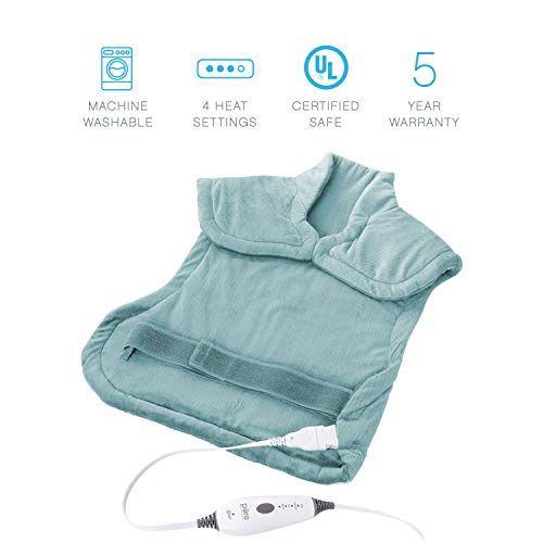 Imagem de Pure Enrichment PureRelief XL Heating Pad for Back & Neck - Terapia térmica para Dores Musculares, Cãibras e Músculos Doloridos no Pescoço, Costas e Ombros - 4 Configurações de calor com desligamento automático (vidro do mar)