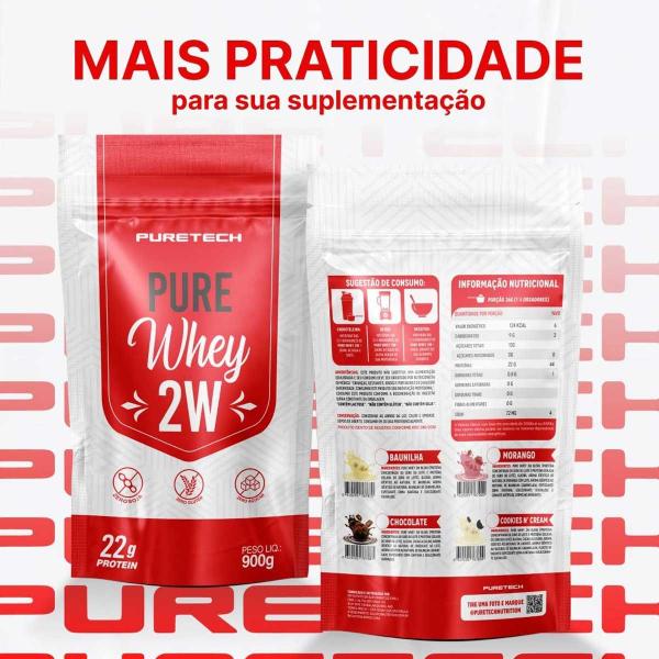 Imagem de Pure Whey 2W Puretech Whey 2W Refil 900g Sabor Morango