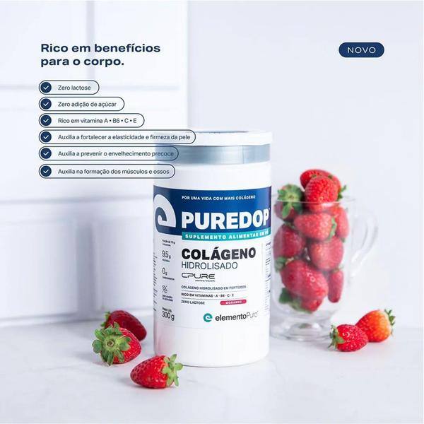 Imagem de Puredop 300g Colágeno Hidrolisado CPURE Elemento Puro - Morango