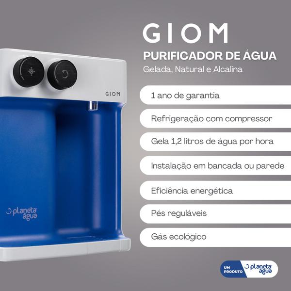 Imagem de Purificador de Água Natural, Gelada e Alcalina GIOM 127V - Azul