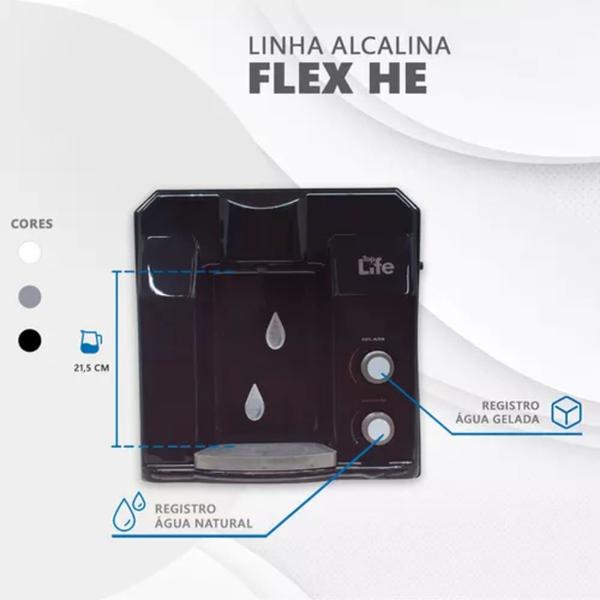 Imagem de Purificador Super Água Alcalina Ionizada Gelada Ph 9,5 Redox/Pral Negativo Flex HE Preto 127v - Top Life