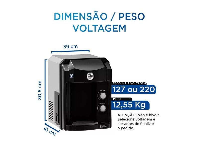 Imagem de Purificador Top Life Água Alcalina Com Ozônio Preto 127V