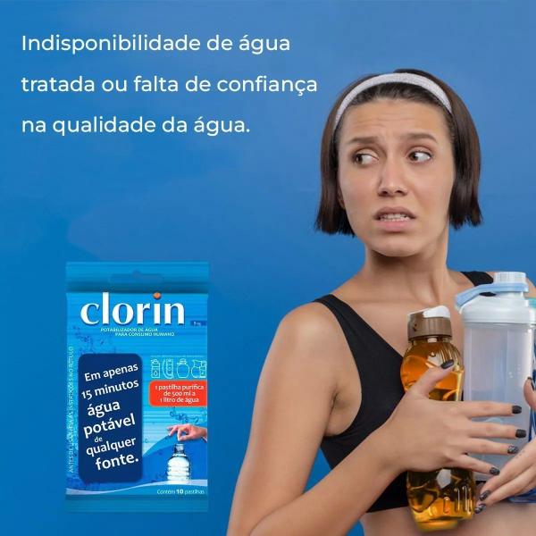 Imagem de Purificadora Clorin Água Suja Cantil Kit C/120 Pastilhas