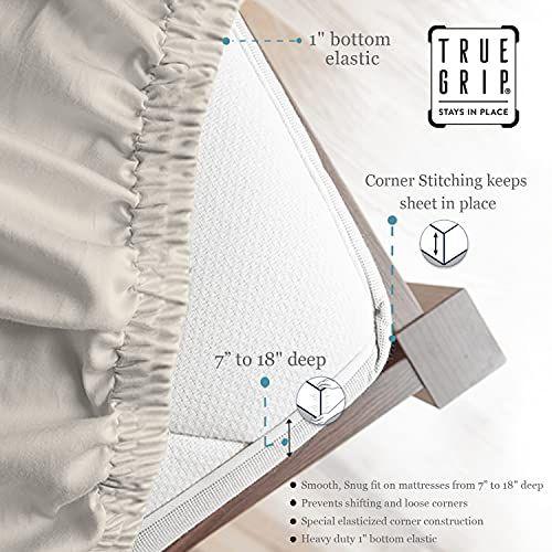 Imagem de Purity Home Algodão Orgânico 300 Thread Conde Folhas Crocantes Ecológicas - 4 Peças 100% Algodão Folhas de Percale, Bolso Profundo - Escovado para Maciez, Dormitório Universitário, Folhas Certificadas GOTS, (Rainha, Marfim)