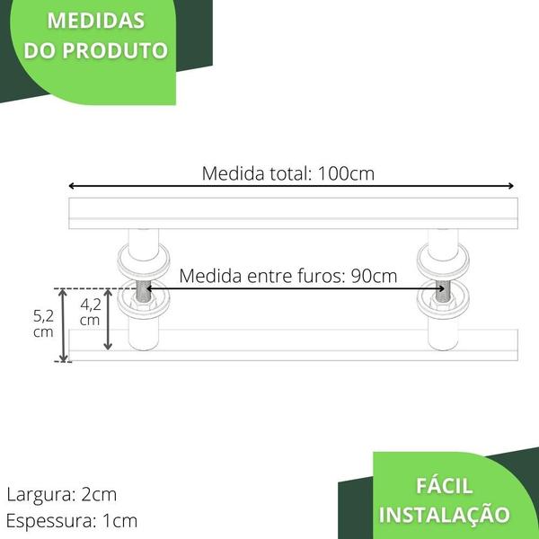 Imagem de Puxador Aço Inox Escovado para Porta de Vidro 1 metro M.S