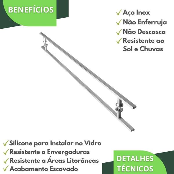 Imagem de Puxador Aço Inox Escovado para Porta de Vidro 120cm M.S