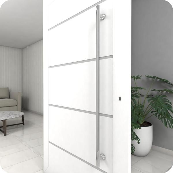 Puxador Aço Inox Escovado para Porta de Vidro 160 cm M.S - MetalCromo Imagem de Puxador Aço Inox Escovado para Porta de Vidro 160 cm M.S