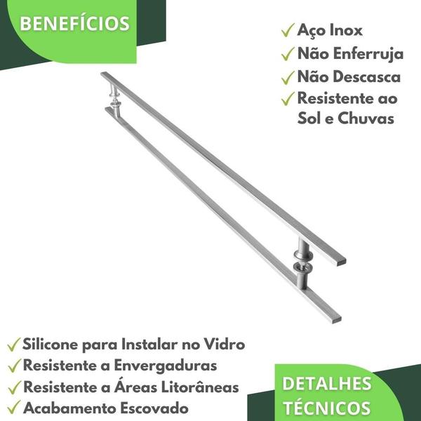 Puxador Aço Inox Escovado para Porta de Vidro 160 cm M.S - MetalCromo Imagem de Puxador Aço Inox Escovado para Porta de Vidro 160 cm M.S
