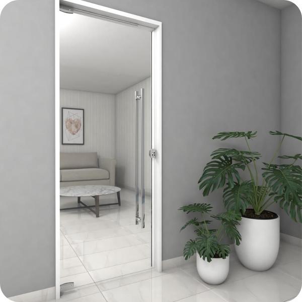 Puxador Aço Inox Escovado para Porta de Vidro 160 cm M.S - MetalCromo Imagem de Puxador Aço Inox Escovado para Porta de Vidro 160 cm M.S