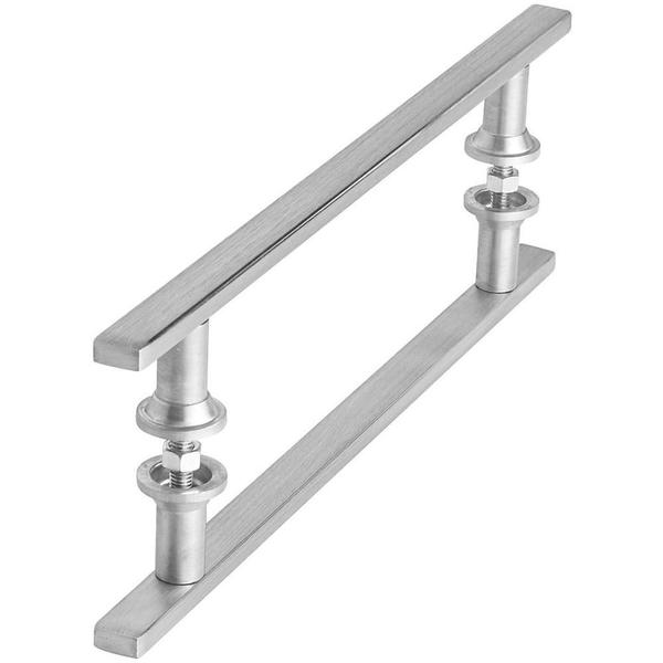 Puxador Aço Inox Escovado para Porta de Vidro 20cm M.S - HomeFull Imagem de Puxador Aço Inox Escovado para Porta de Vidro 20cm M.S