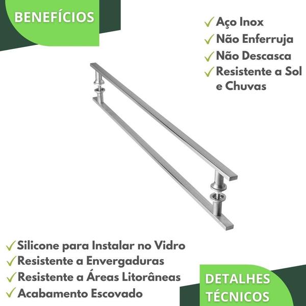 Puxador Aço Inox Escovado para Porta de Vidro 80cm M.S - HomeFull Imagem de Puxador Aço Inox Escovado para Porta de Vidro 80cm M.S
