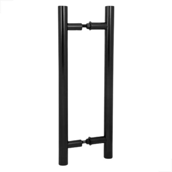 Puxador Alumínio H Redondo 100x90cm Para Porta Madeira Preto - Fast Vidros Imagem de Puxador Alumínio H Redondo 100x90cm Para Porta Madeira Preto